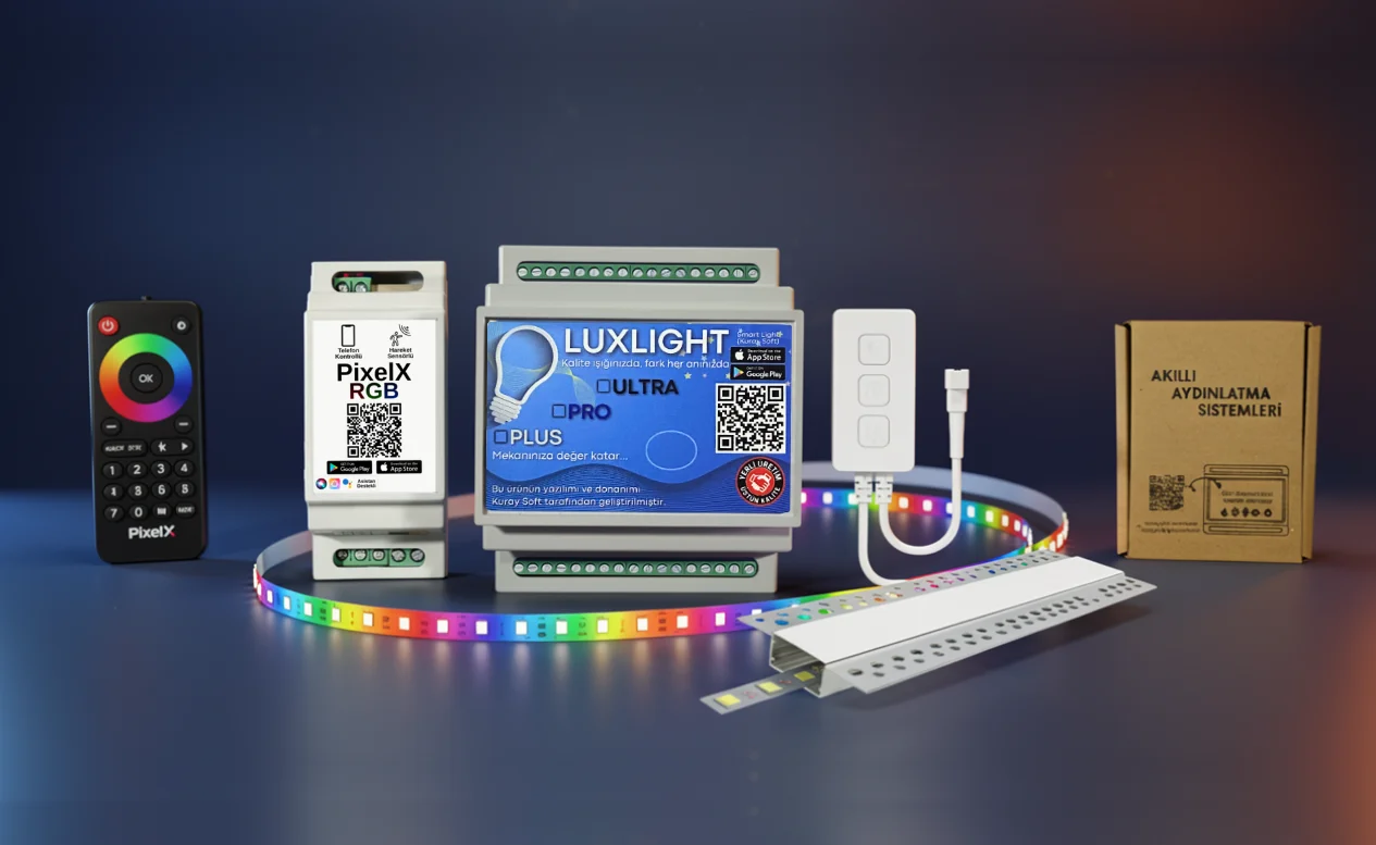 Basamak altına yerleştirilmiş Luxlight LED şeridi